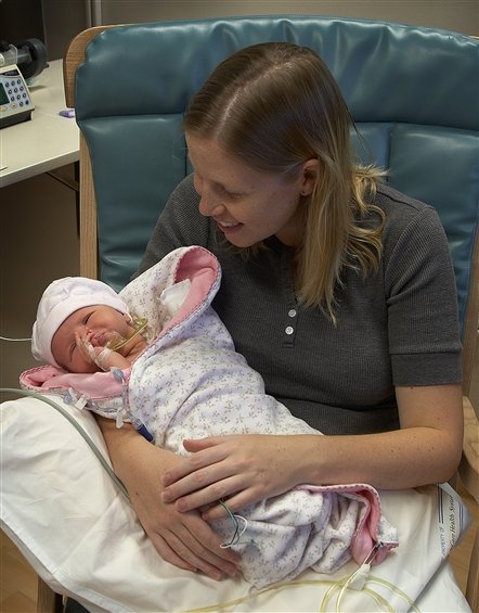 Newborn Grace with mom April